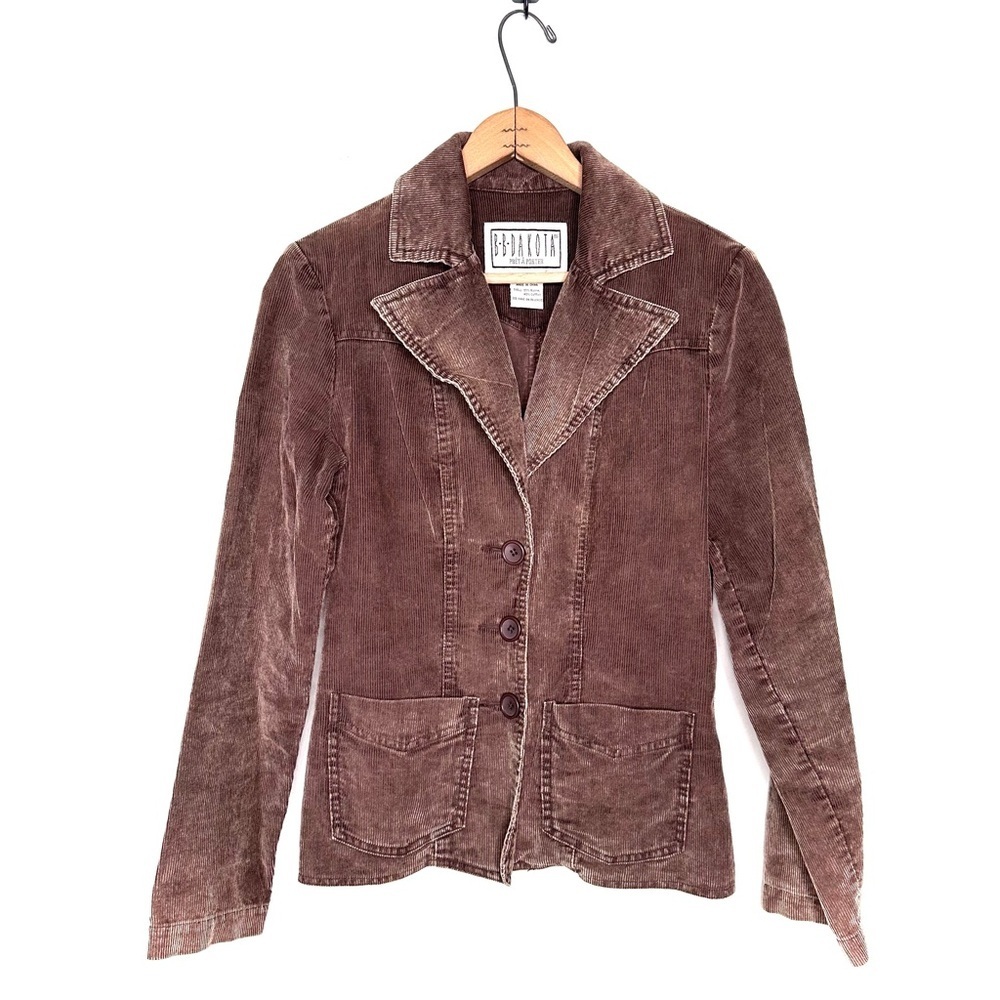 B.B. Dakota Brown Corduroy Blazer Fitted Jacket Vintage Y2K Size Small